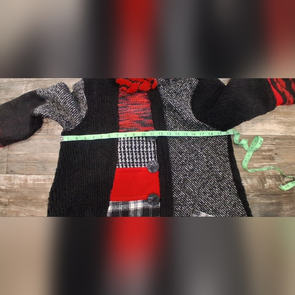 Ali Miles Wearable Art Black and Red Textured Jacket - Picture 8 of 10